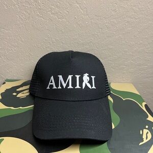 AMIRI Reverse Playboy Trucker Hat Black